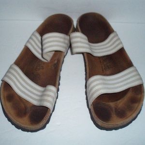 Birkenstock Strappy Elastic Tan and White Sandals